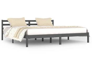 vidaXL Rama łóżka, lite drewno sosnowe, 200x200 cm, szare(SKU:810452)