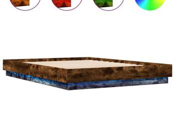 vidaXL Rama łóżka z oświetleniem LED, przydymiony dąb(SKU:3209804)