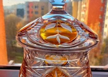 Piękna, duża, bomboniera, kryształowa PRL.