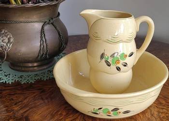 100 letni ceramiczny zestaw łazienkowy Boch Freres w stylu Art Déco écru gl