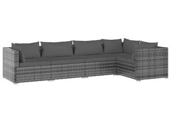 5-cz. zestaw wypoczynkowy do ogrodu poduszki rattan PE szary WM-3101693