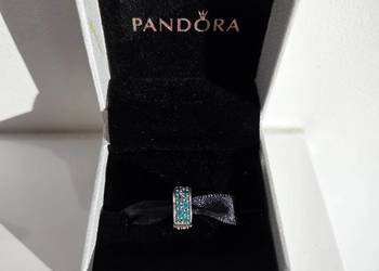 Klips wysadzany morskozielonymi kamieniami charms srebro Pandora