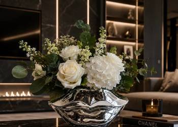 Ceramiczny Wazon Usta Glamour - Srebrna Dekoracja Premium