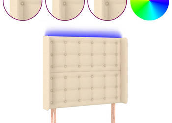 Zagłówek do łóżka z LED kremowy 83x16x118/128 cm tkanina WM-3124461