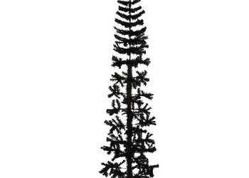 vidaXL Smukła choinka połówka ze stojakiem, sztuczna, czarna（SKU:344578）