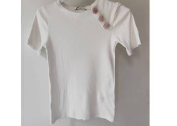 bluzka koszulka top t-shirt ZARA ozdobny dekolt