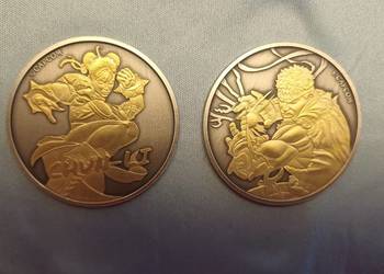 Street Fighter Chun Li i Ryu Oksyda Złocone 2022 1 Oz Ag.999