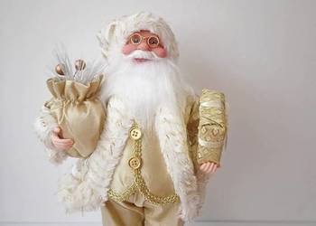 Figurka świąteczna św.Mikołaj 30 cm złoty dekoracja bożonarodzeniowa