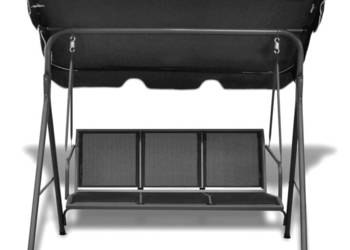 vidaXL Huśtawka ogrodowa z zadaszeniem, czarna(SKU:41421)