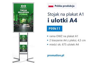 Stojak na plakat reklamowy A1 | miejsce na ulotki A4 / DL