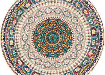 Dywan okrągły NOVO Strado nowoczesny beżowy deliktany wzór do salonu Orien…