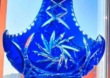 Piękny, duży, kosz, kryształowy PRL.