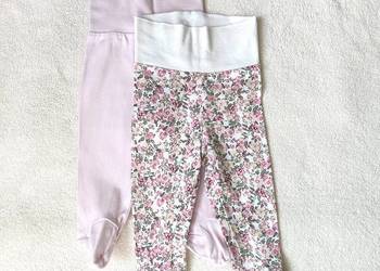 Półśpiochy bawełniane w kwiaty Lupilu 62/68 dwupak spodnie spodenki leggins