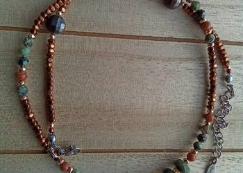 Naszyjnik złoto piasku i zieleń nefrytu