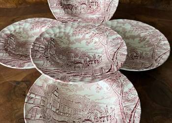 Royal wzór konie czerwone talerze głębokie