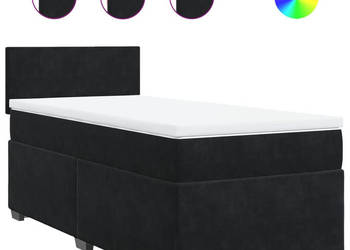 Łóżko kontynentalne z materacem czarne aksamit 80x200 cm WM-3288458