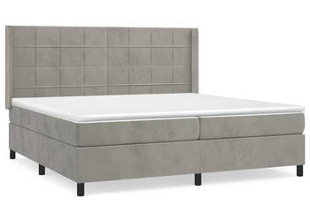 Łóżko kontynentalne z materacem jasnoszare aksamit 200x200cm WM-3132699