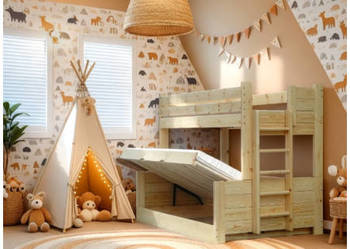 Łóżko piętrowe mega mocne OMEGA trzyosobowe