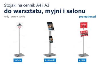 Stojaki na cennik A4 i A3 – do warsztatu, myjni, salonu i punktu usług