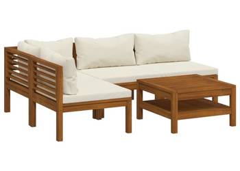 vidaXL 5-cz. zestaw wypoczynkowy do ogrodu, kremowe poduszki(SKU:3086951)