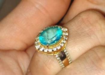 Duży pierścionek kamień szlachetny Topaz blue paraiba + certyfikat
