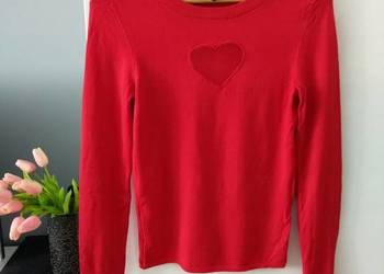czerwony sweter bluzka H&M xs 34 siatka siateczka serce