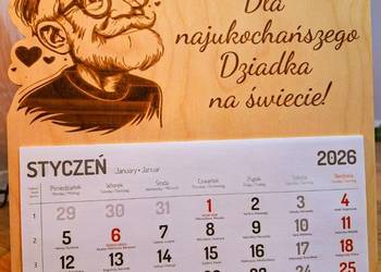 Piękny Kalendarz Dzień Dziadka 2026 Grawer naturalna sklejka