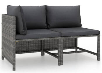 2-częściowa sofa ogrodowa z poduszkami szara polirattan WM-313506