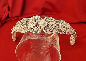 Tiara diadem filigran opaska na głowę srebro 35gr. Po renowacji.