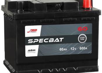 Akumulator 60Ah 600A SPECBAT AGM start&stop P+