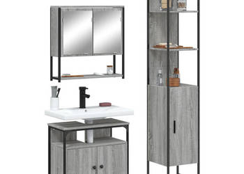3-częściowy zestaw mebli łazienkowych szary dąb sonoma WM-3214678