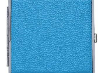 Papierośnica w Niebieskiej Sztucznej Skórze, Metalowa Gentelo