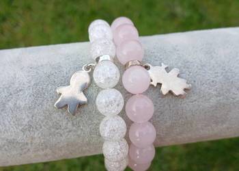 Bransoletki damskie z Kryształu górskiego i Kwarcu różowego, chłopiec, girl