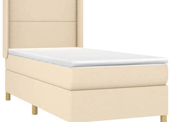 Łóżko kontynentalne z materacem kremowe tkanina 90x200 cm WM-3138770