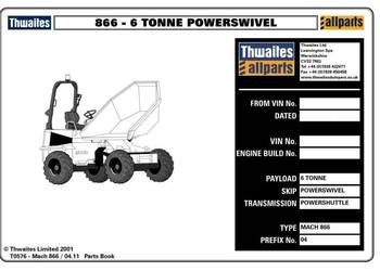 Thwaites 6 ton 866, 856 katalog części zamiennych