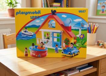 Playmobil 1.2.3 9527 – Domek wakacyjny z basenem i łódką. Super prezent!