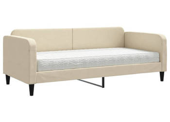 Sofa z materacem do spania kremowa tkanina 90x200 cm WM-3196802