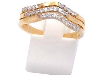 WYPRZEDAŻ !-25%Pierścionek r.16 Złoty pr.585 obrączkowy z kamieniaZ-889