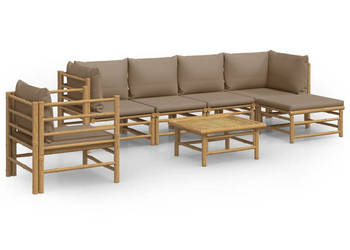 7-cz. zestaw mebli do ogrodu poduszki w kolorze taupe bambus WM-3155117
