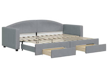 Sofa rozsuwana z szufladami jasnoszara tkanina 80x200 cm WM-3197219