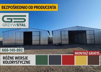 Duży Ocynkowany Garaż Blaszany / Wiata Garażowa - Hala  - GRZYWSTAL