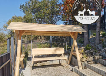 PROMOCJA!. Huśtawka ogrodowa drewniana / plac zabaw / stelaż Z GRUBYCH BALI