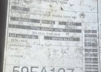 rura grubościenna 44,5x6,3 nieużywana, 31,8x4-5, inne