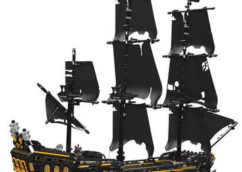 Klocki czarny statek piracki 3180 el realistyczny żagiel pokład