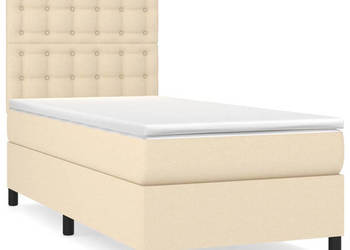 Łóżko z Materacem Kontynentalne Do Sypialni Kremowe 100x200 cm WM-3142078