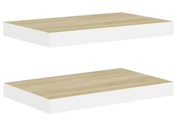Półki ścienne 2 szt. dębowo-białe 40 x 235 x 38 cm MDF WM-326571