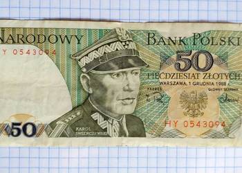 BANKNOT - 50 ZŁOTYCH 1988 ROK ( SERIA : HY 0543094 )