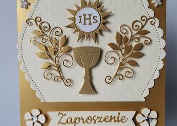 ZAPROSZENIA KOMUNIA UNIWERSALNE KIELICH IHS SŁONECZKO – K4 – ECRI – ZŁOTO