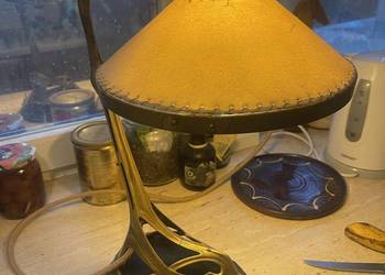 Lampa secesja unikat mosiadz drewno cudna