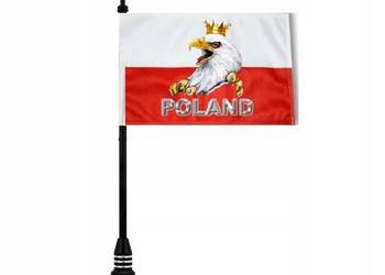 Maszt motocyklowy czarny z flagą Polski